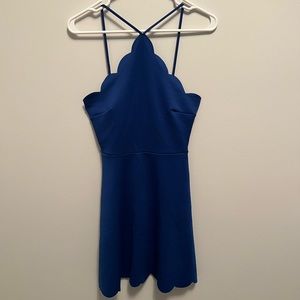 Blue scalloped halter dress
